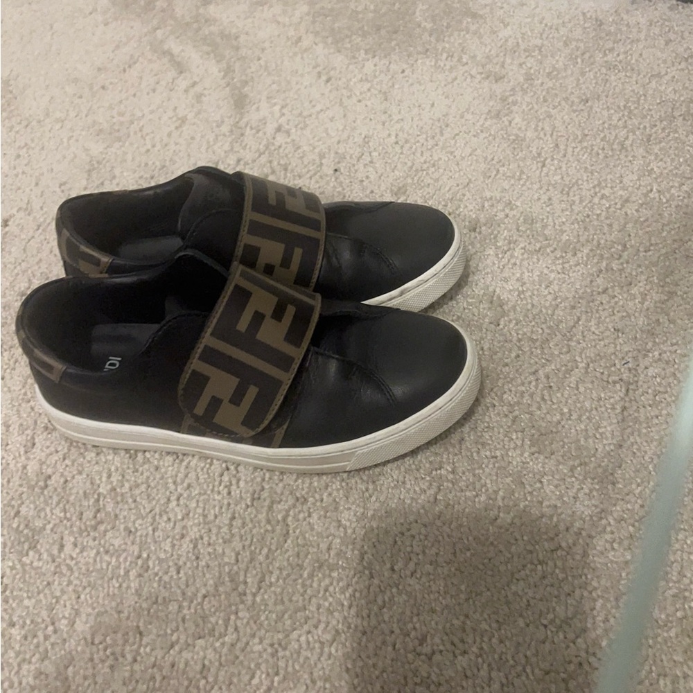 Fendi Black and Brown Logo Slip-Ons - Picture 2 of 3